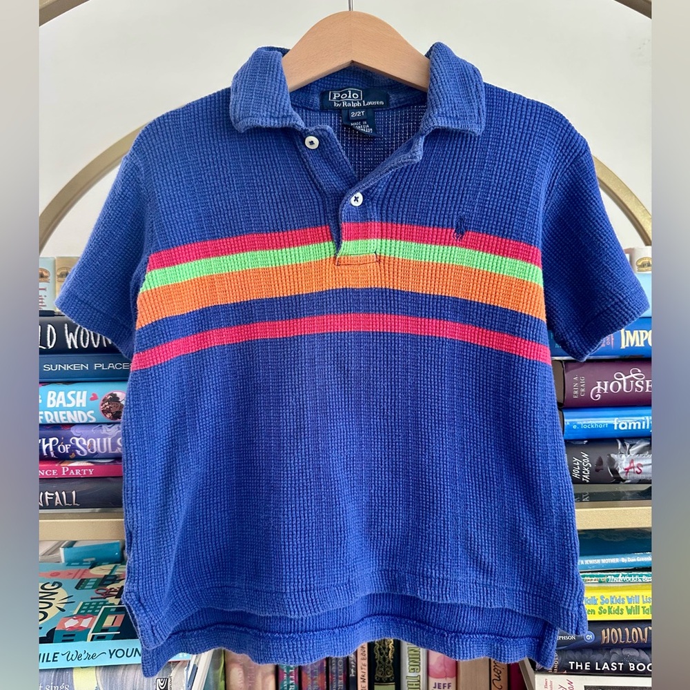 Polo Ralph Lauren Blue & Striped Knit Polo 🌈💙